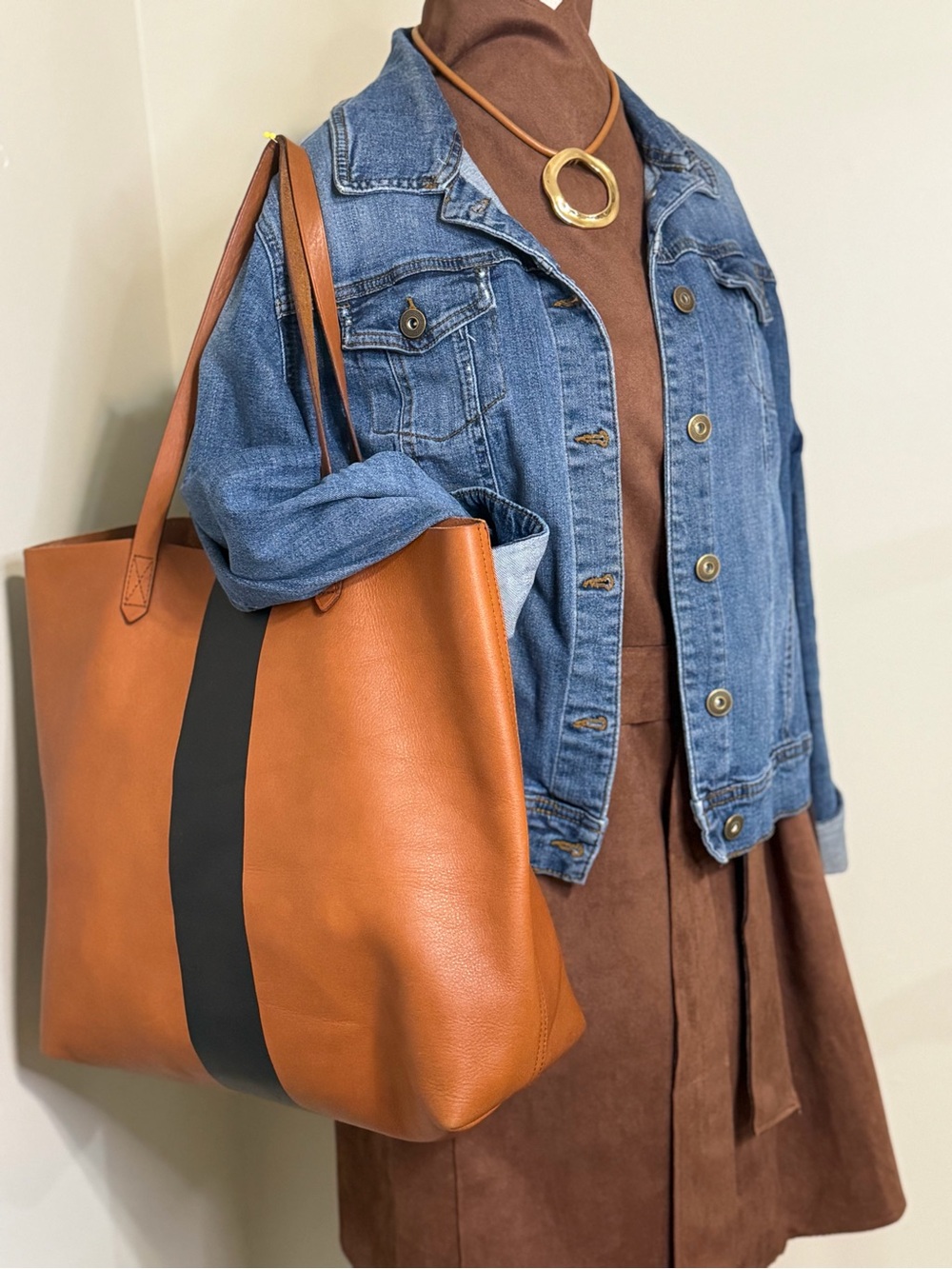 Madewell Paint Stripe Transport Leather Tote